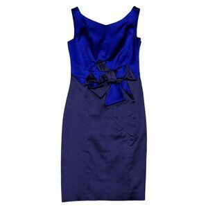 STUNNING Karen Millen Shiny Blue Sleeveless Formal Cute Glam Mini Dress Size 8